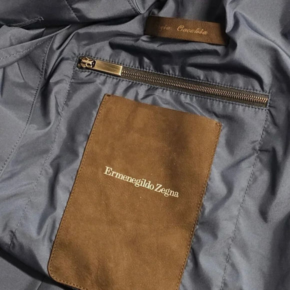 Ermenegildo Zegna x Sergio Cocchia Mens Trench Windproof Jacket Size 70R Blue - Picture 8 of 13